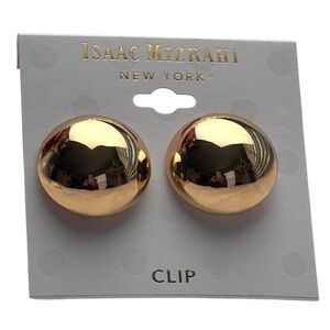 Isaac Mizrahi Gold Tone Button Clip On Earrings NWT